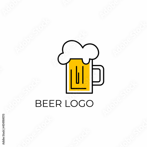 Beer logo. Logo for a beer shop, restaurant, bar. A glass of beer on a white background with the inscription "beer logo".