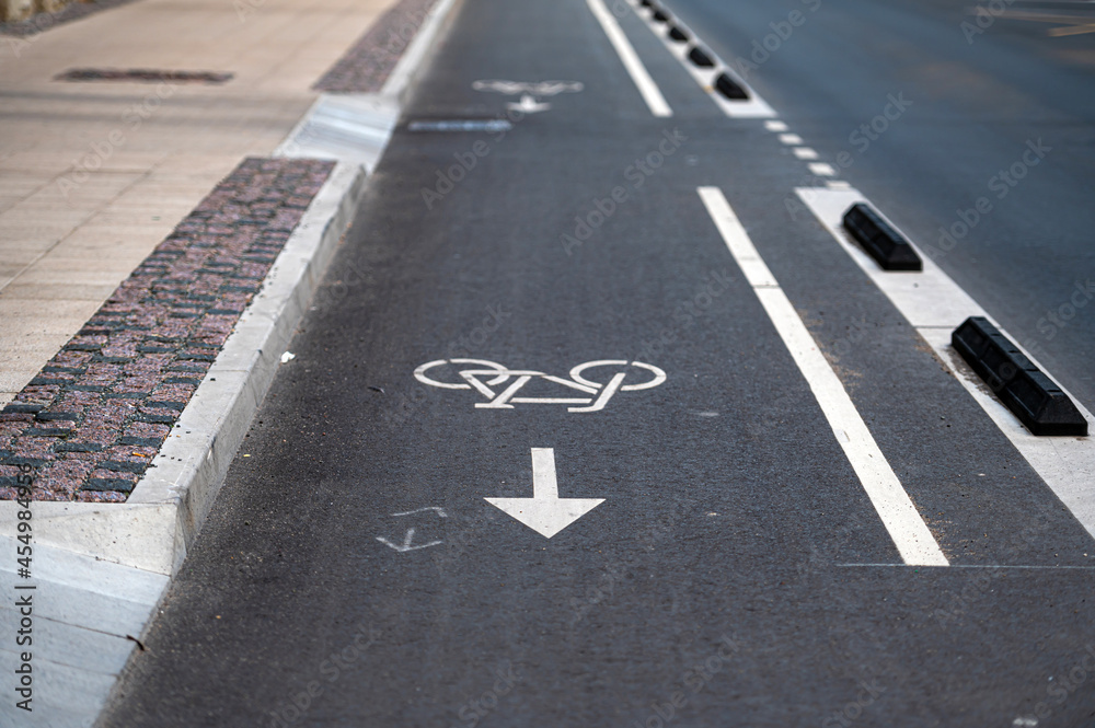 separate bicycle lane for riding bicycles and other city transportation