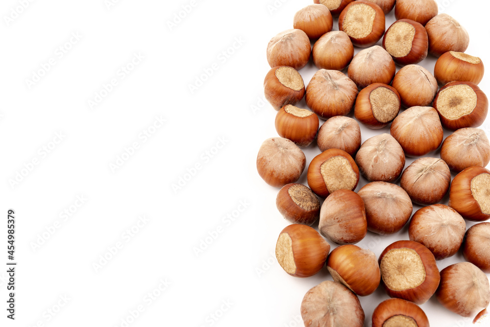 Group of hazelnuts, isolated on white background Group of hazelnuts, isolated on white background