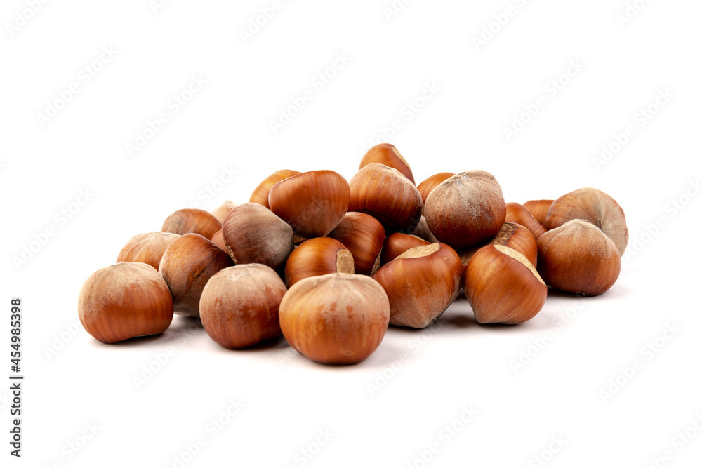 Group of hazelnuts, isolated on white background Group of hazelnuts, isolated on white background