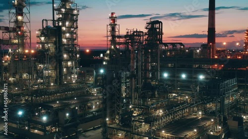 Wallpaper Mural Night lights at the premises of the oil refinery plant Torontodigital.ca