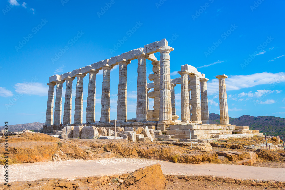 The ancient Temple of Poseidon at Sounion, Attica, Greece The ancient Temple of Poseidon at Sounion, Attica, Greece