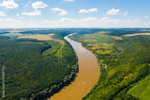 Winding canyon of the Dniester River from a bird s eye view.