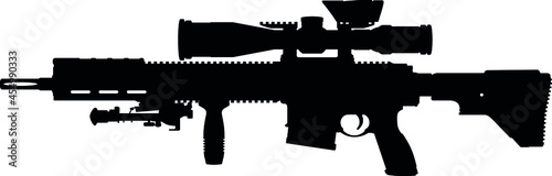 Military of Germany - German fully automatic machine gun, Sniper rifle G28 DMR Complete Rifle Package 241 precision rifle with a telescopic sight G28. Silhouette