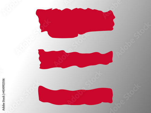 Flag Ribbons. Red marker brush pen stroke trace vector shape flag set gradien background. Waving flag vector collection, copy paste place. White grey gradient backdrop vector.