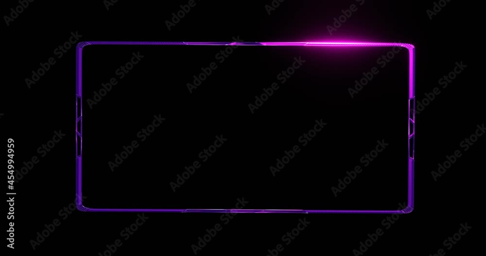 Neon techno rectangular frame template. Laser dark 3d render design of cyberpunk and rave parties. Digital led billboard with purple highlights. Futuristic electric advertising synthwave Neon techno rectangular frame template. Laser dark 3d render design of cyberpunk and rave parties. Digital led billboard with purple highlights. Futuristic electric advertising synthwave