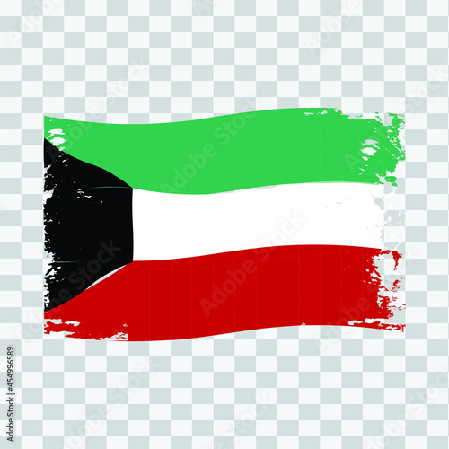 Kuwait Flag Transparent With Watercolor Paint Brush