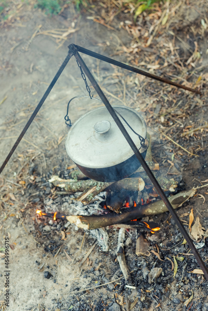 heating closed kettle on fire. beginning cooking heating closed kettle on fire. beginning cooking