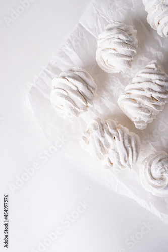 airy marshmallow on white parchment