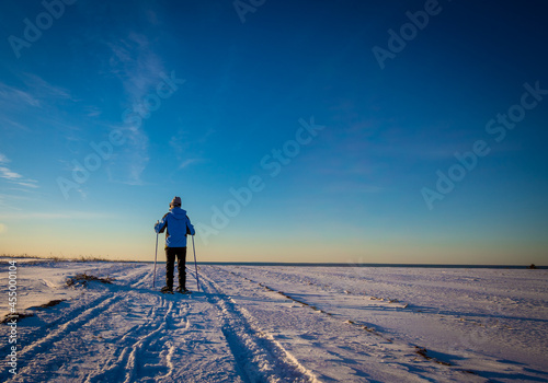 person snowshoeing in Prince Edward Island 