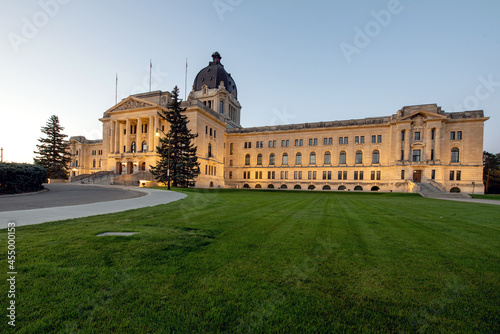 The Saskatchewan Legislative Building in Regina, Saskatchewan, Canada at sunrise. photo