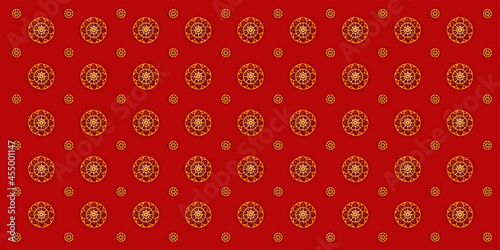 Thai pattern background red round flower beautiful background 