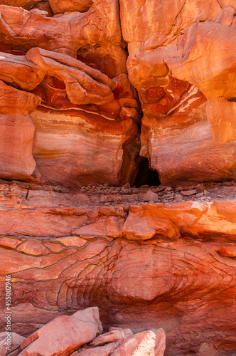 Colored Salam canyon in the Sinai Peninsula  beautiful curved limestone stones.