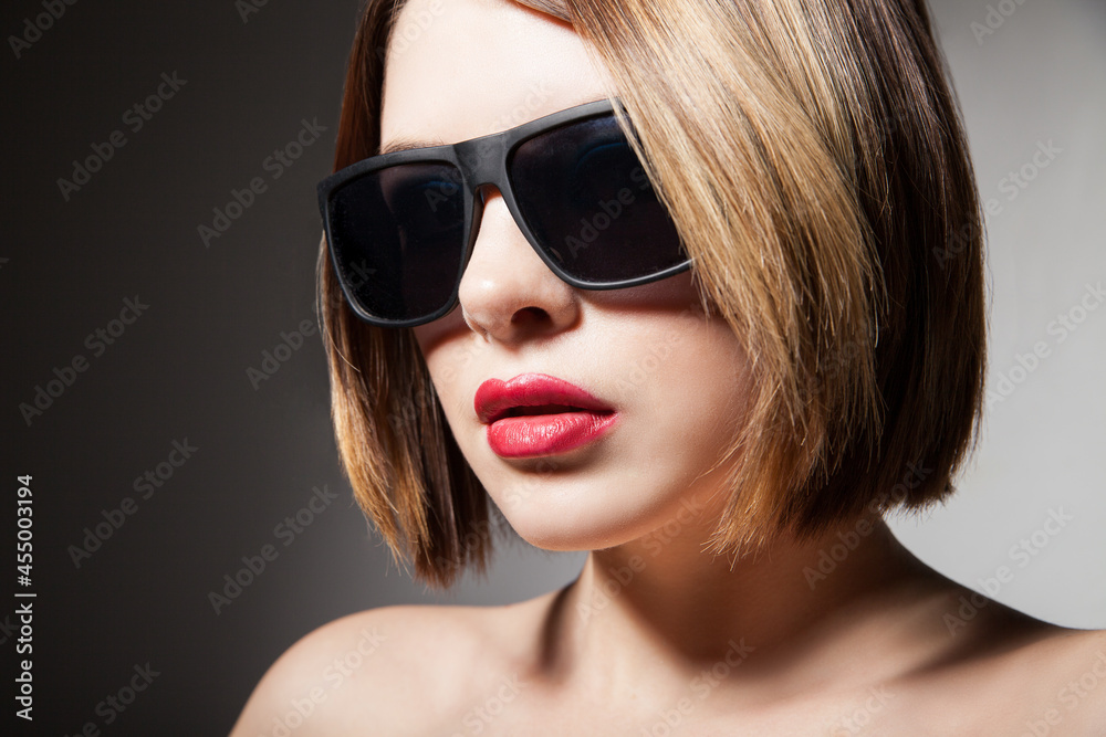 Beautiful young model with big glasses Beautiful young model with big glasses