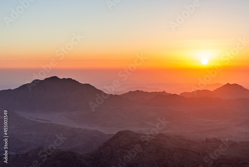 Sunrise over Mount Sinai  view from Mount Moses