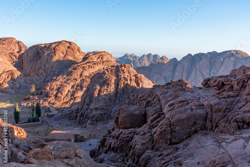 Sunrise over Mount Sinai, view from Mount Moses