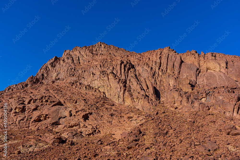 Fototapeta premium Egypt, view of Mount Moses on a bright sunny day