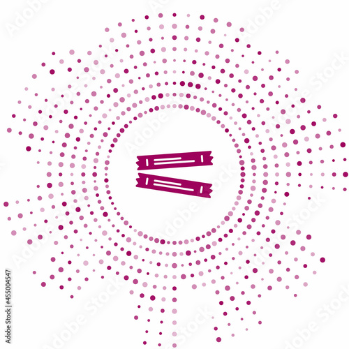 Purple Sugar stick packets icon isolated on white background. Blank individual package for bulk food products as coffee, salt, spices. Abstract circle random dots. Vector