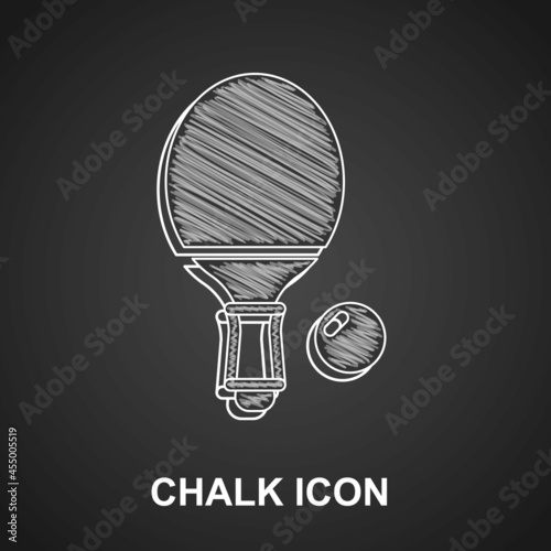 Chalk Racket for playing table tennis icon isolated on black background. Vector