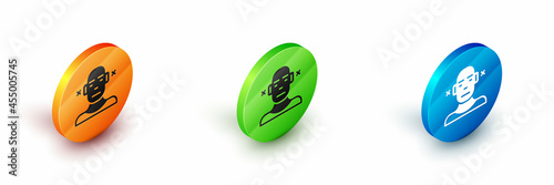 Isometric Deafness icon isolated on white background. Deaf symbol. Hearing impairment. Circle button. Vector