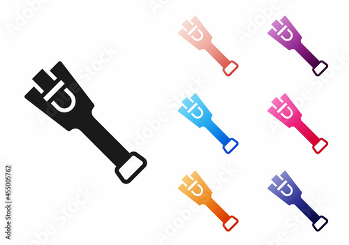 Black Prosthesis leg icon isolated on white background. Futuristic concept of bionic leg, robotic mechanical leg. Set icons colorful. Vector