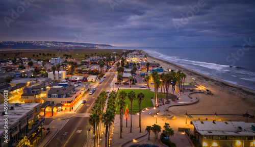 Coastal town of Imperial Beach, California. Tijuana Mexico in the distance.  photo