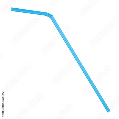 Blue cocktail straw for your design. One object isolated on a white background.