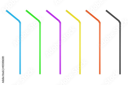 Set of multi-colored cocktail straws for your design. One object isolated on a white background.
