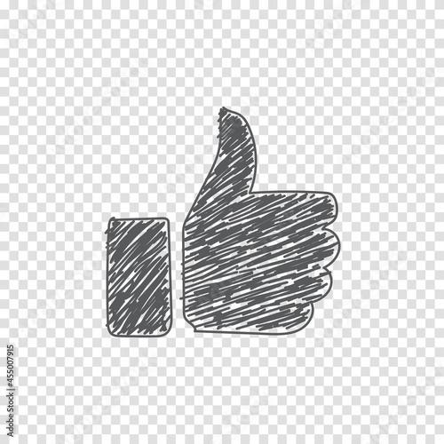Thumbs up sketch icon for web and mobile. Hand drawn vector thumbs up icon. Vector illustration