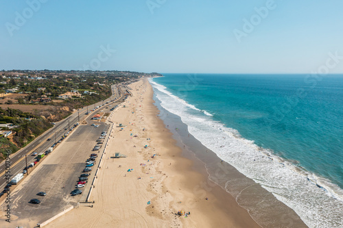 Beach in Malibu  California. Drone view