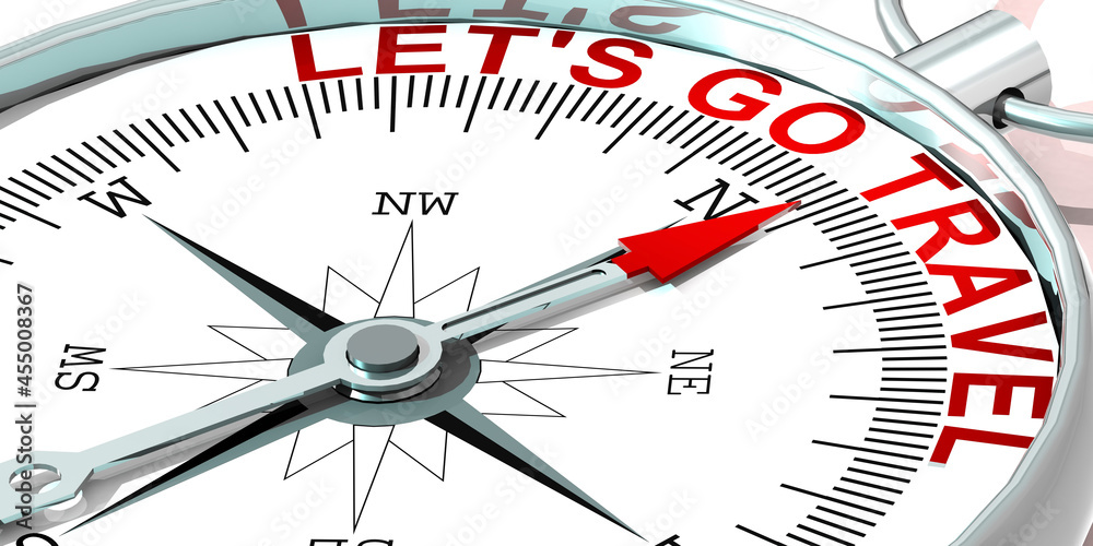 Metal compass with let's go travel word Metal compass with let's go travel word