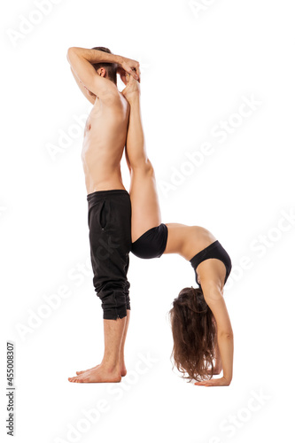 Couple of ballet dancers posing isolated