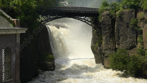 Paterson Falls, NJ Strong Flow after Hurricane Ida Storm Zoomed in Video, September 4, 2021 photo