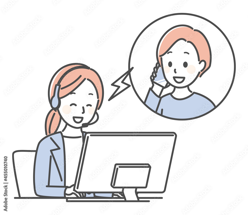 illustration of customer service in a call center illustration of customer service in a call center