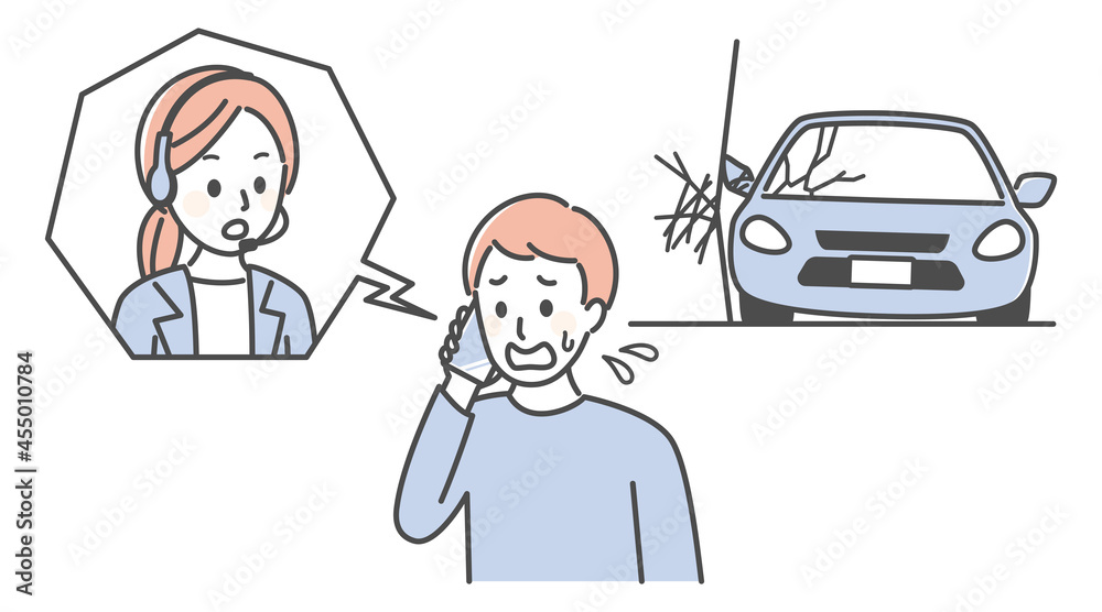 illustration of customer service in a call center and car accidents illustration of customer service in a call center and car accidents