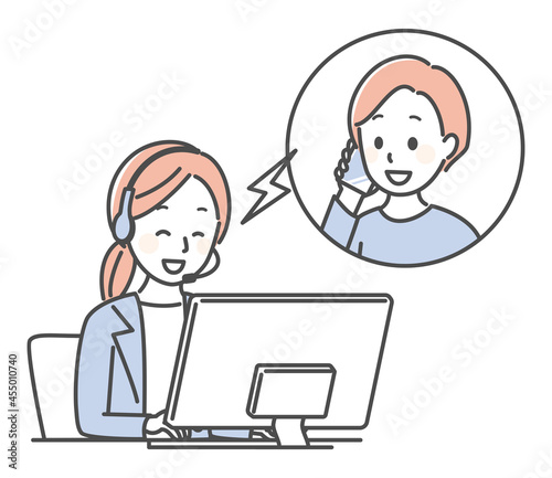 illustration of customer service in a call center