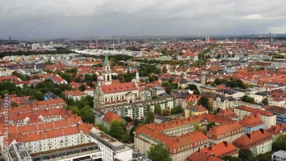 Cinematic shot , aerial view of Beautiful Munich, Germany, Europe.City Skyline,Munich Cityscape.Oktoberfest Cinematic shot , aerial view of Beautiful Munich, Germany, Europe.City Skyline,Munich Cityscape.Oktoberfest