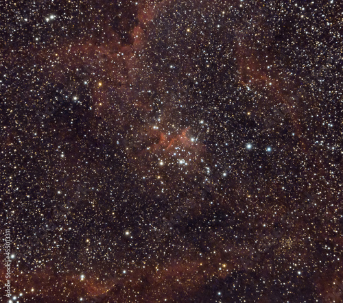 The Heart Nebula IC 1805 in the constellation Cassiopeia as seen from Tuscany, Italy with a refracting telescope and a cooled camera © Franco Tognarini