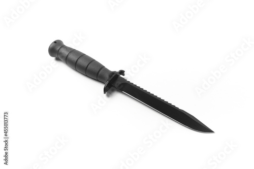 Fotobehang combat knife isolated on white, bayonet knife type used for survivance by military forces