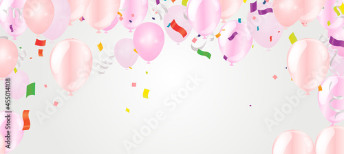 Template for Happy birthday card with place for text. light pink balloons  EPS 10 vector file included