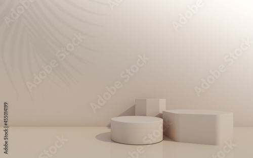 Fototapeta Naklejka Na Ścianę i Meble -  Cosmetic bottle podium  on brown  background. 3d rendering.