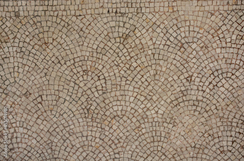Картината върху платно Overhead shot of cobblestone pavement in shell or arched pattern