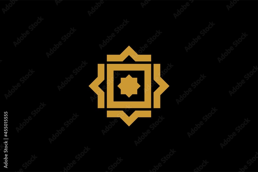 Islamic logo design vector. Mosque abstract illustration logo. Gold Arabic ornament vector icon. Islamic logo design vector. Mosque abstract illustration logo. Gold Arabic ornament vector icon.