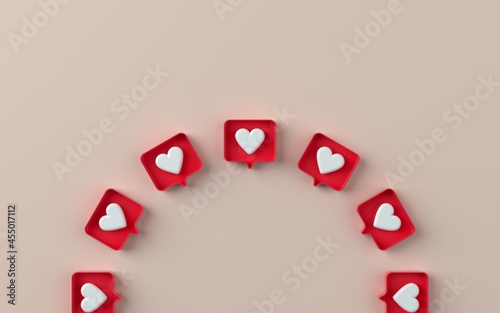 3D social media like notification icon illustration in 3d