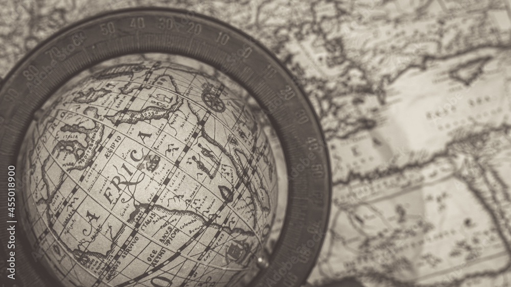 Globe Model On Old Map