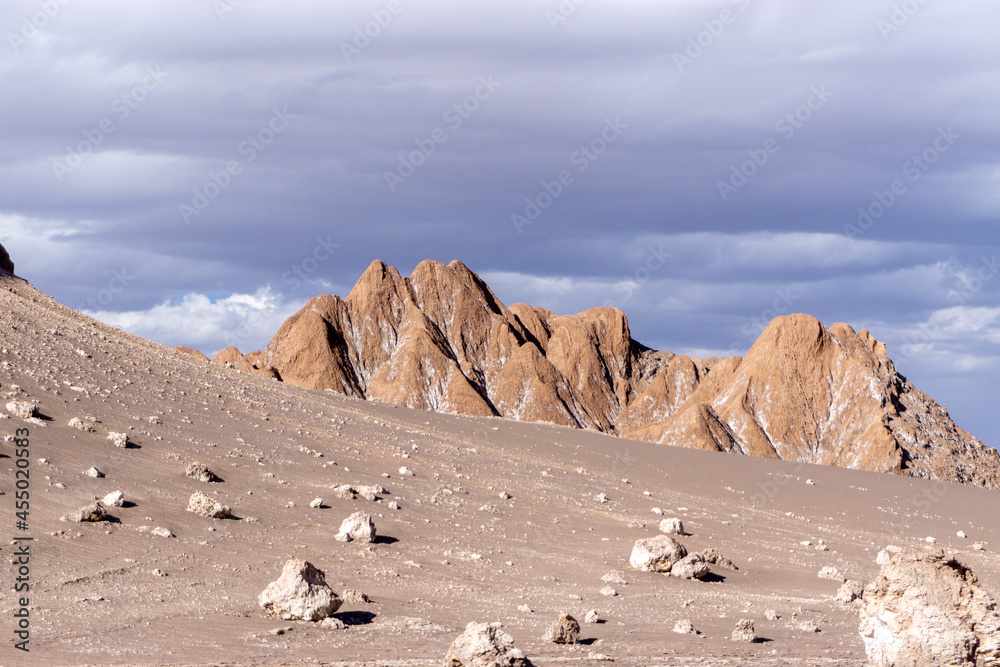 Valley of the Moon is located 8 miles west of San Pedro de Atacama. It has various stone and sand formations which have been carved by wind and water. Valley of the Moon is located 8 miles west of San Pedro de Atacama. It has various stone and sand formations which have been carved by wind and water.