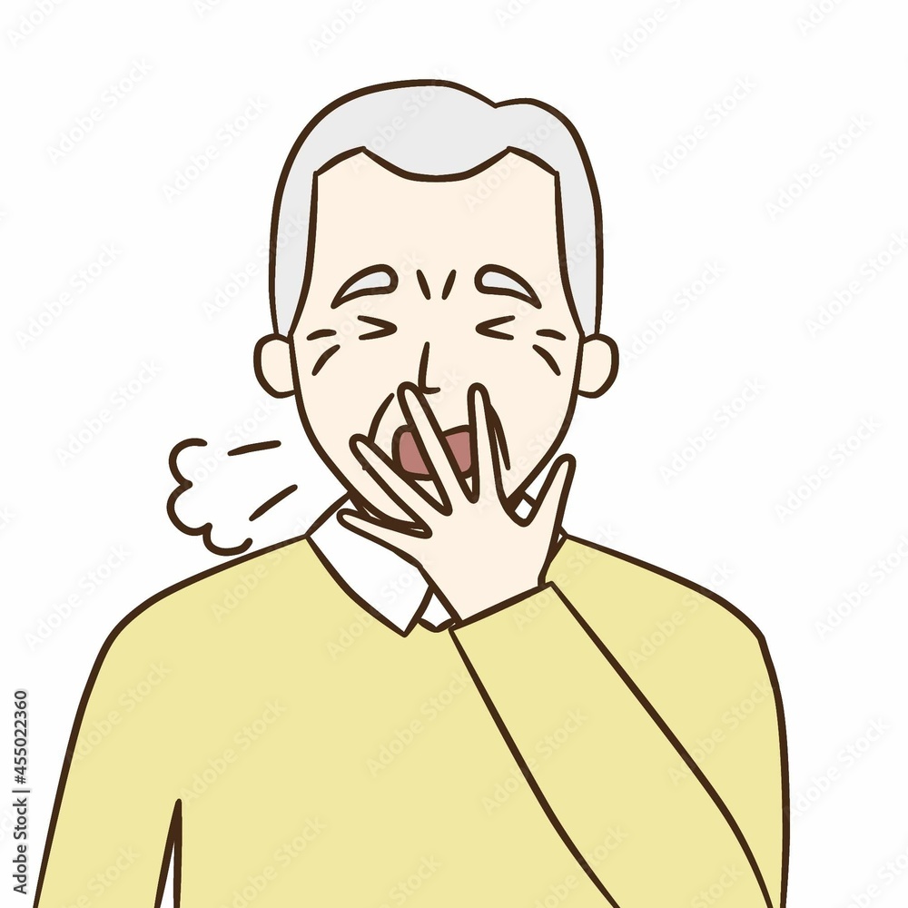 かぜでくしゃみが出るおじいちゃん