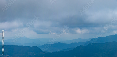 Mountains in traditional Chinese landscape painting.