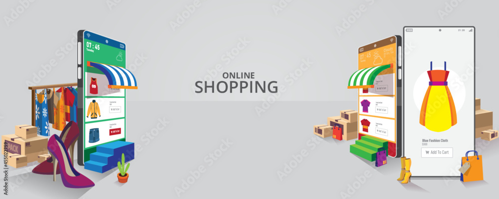 Online Shopping Suitable for Promoting Fashion Base on Mobile Web Hero Image and Ads Banner Online Shopping Suitable for Promoting Fashion Base on Mobile Web Hero Image and Ads Banner