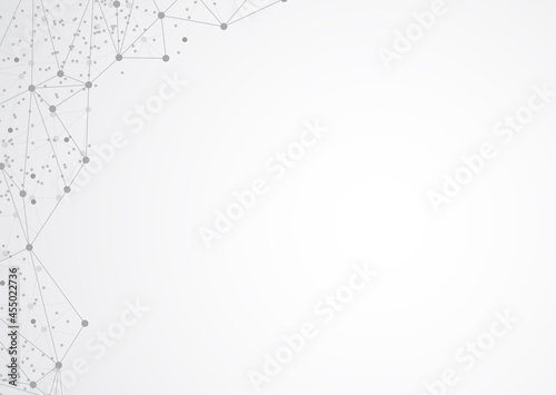 Abstract digital on white grey background. Wire frame polygon 3D mesh network line, design sphere, dot and structure. Vector illustration eps 10.